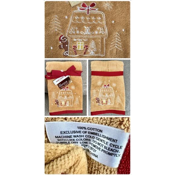 NWT Peppermint& Pine Gingerbread Man Cookie House XMAS Gift Set Hand Towels Mugs - Picture 7 of 16